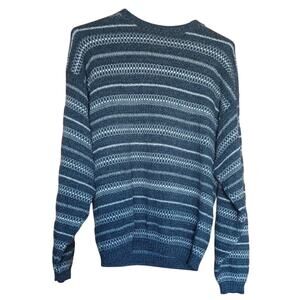 KNIGHTSBRIDGE Sweater Mens Med Cotton Blend Knit Pullover Crewneck Gray Grandpa